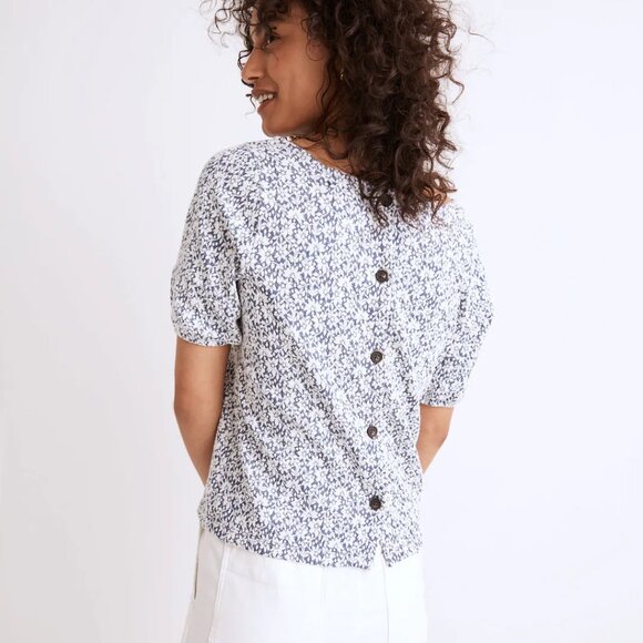 Madewell Floral Jacquard Button-Back Top XXS - Picture 3 of 8